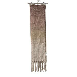 Mer Sea Mauve Beige Ombre Striped Oversized Shawl Fringed Scarf One Size